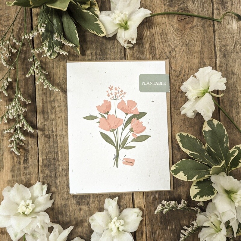 Plantable Greeting Card - "Mom" - Bouquet