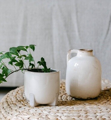 Antique Cream Vase with Handle