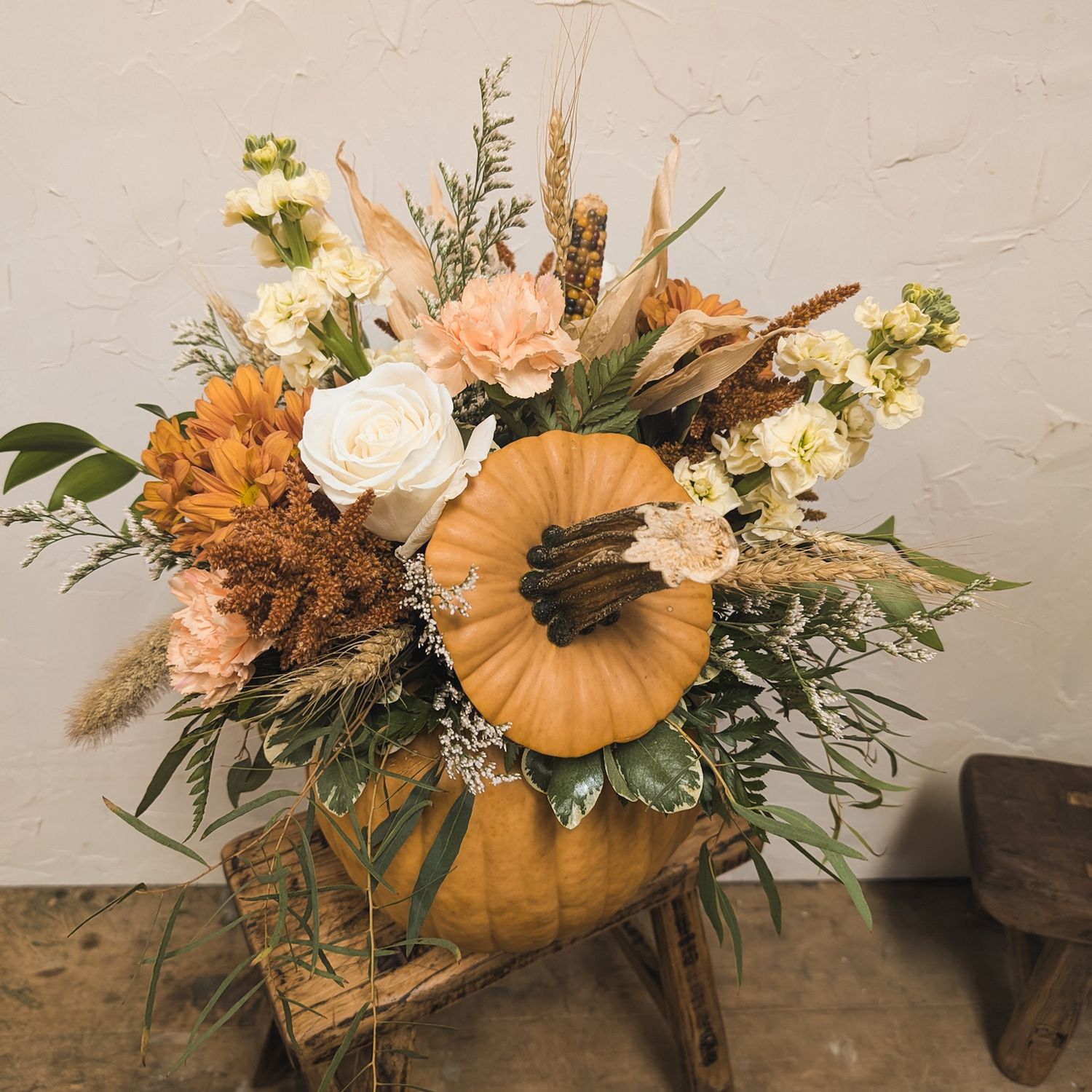 Real Pumpkin Arrangement