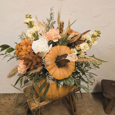 Real Pumpkin Arrangement