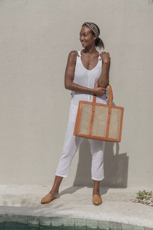 Raja Leather and Cane Everyday Bag | Large