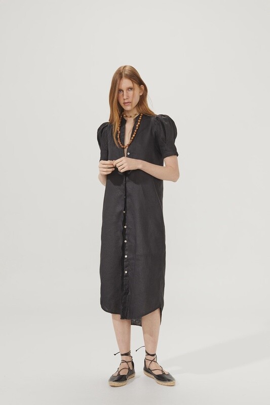 Athina Linen Dress | Black