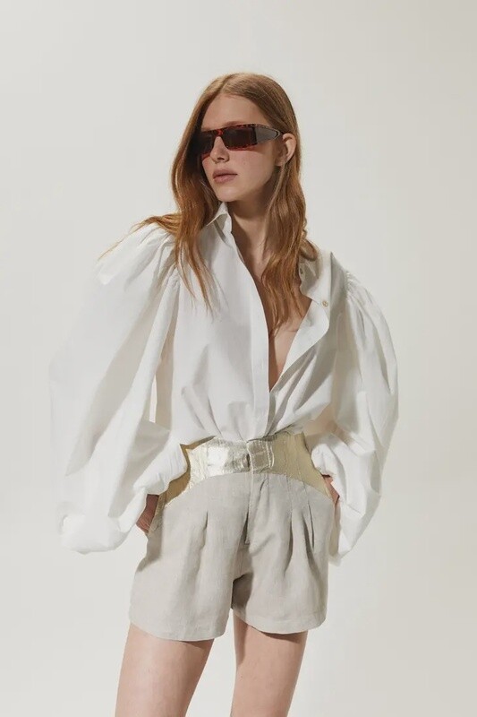 Sunset Linen Short - Natural with Gold
