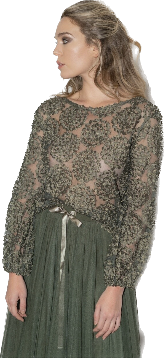 Rosette Blouse | Olive, Size: One Size