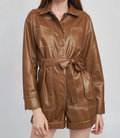 Vegan Leather Romper, Size: Small