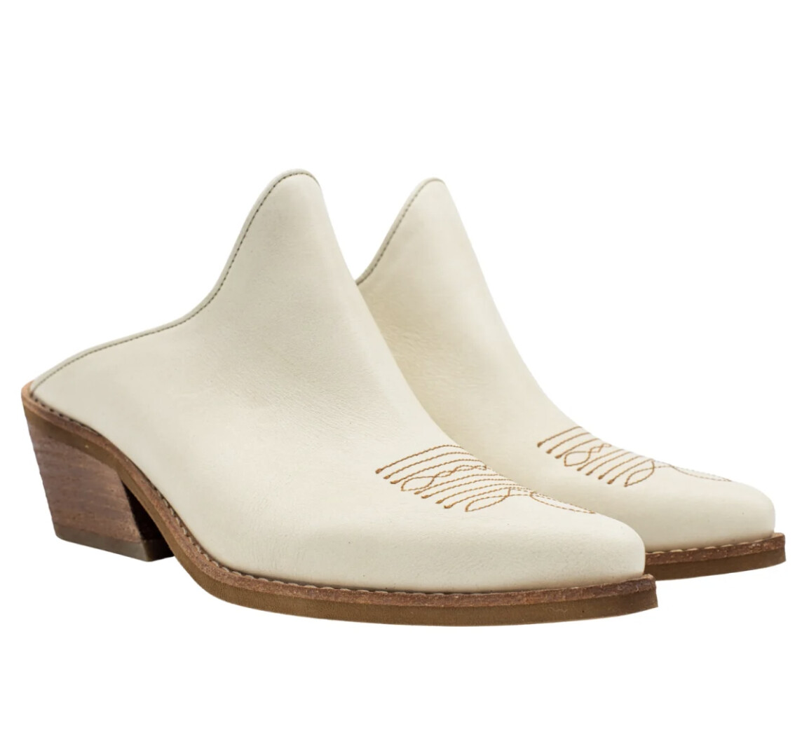 Heritage Western Mules | Ivory Leather