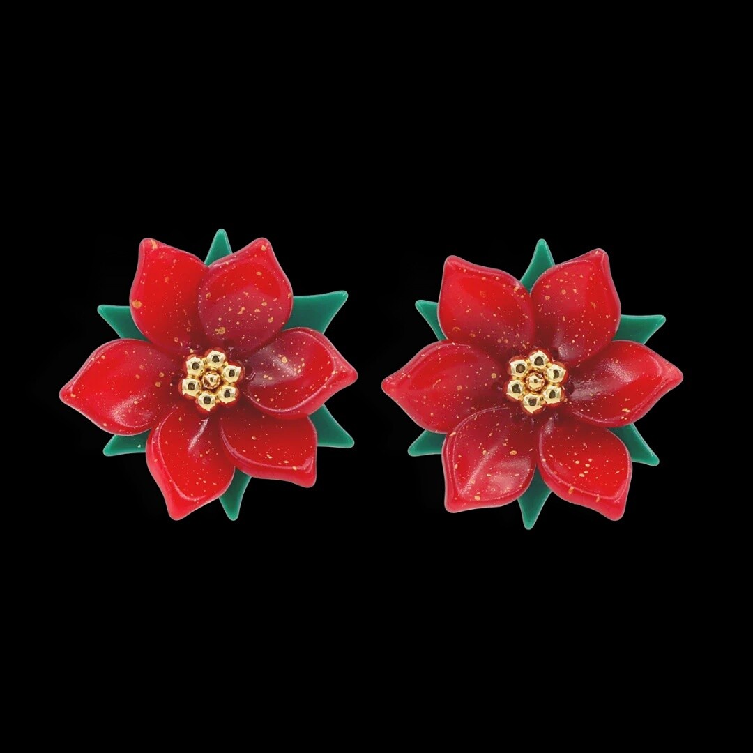 Poinsettia Stud Earrings