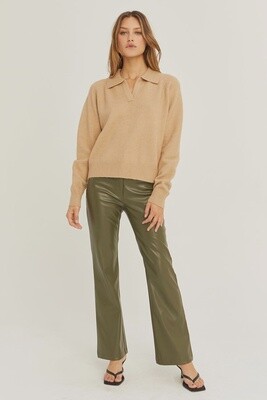 Majorie Leather Pant | Olive