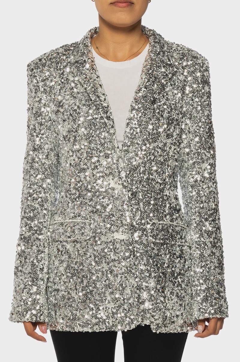 Sequin Silver Blazer, Size: Small