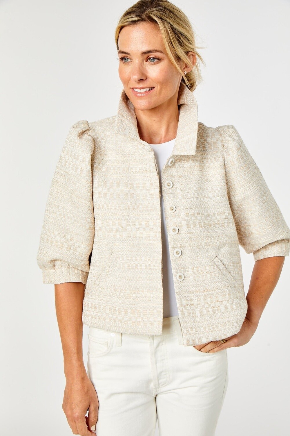 Colby Jacket Tweed Gardenia, Size: Small