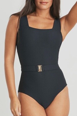 Marisa Belted One-piece Swimsuit | Black