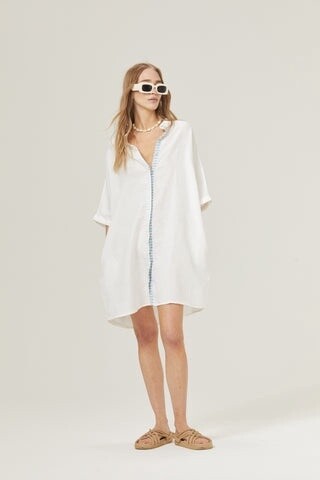 Lighthouse Linen Shirt Dress, Size: S/M