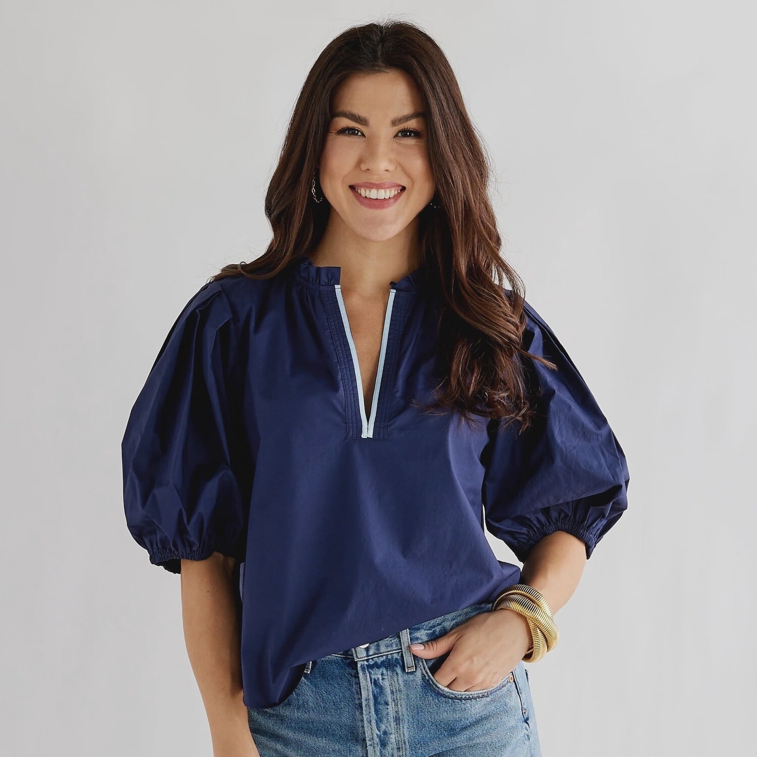Anna Top Navy, Size: One Size
