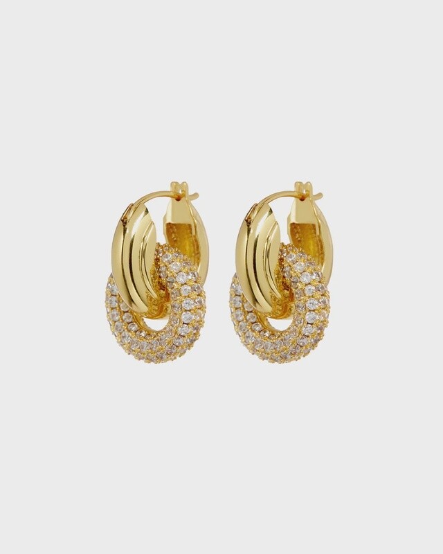 Pave Interlocking Hoops Gold
