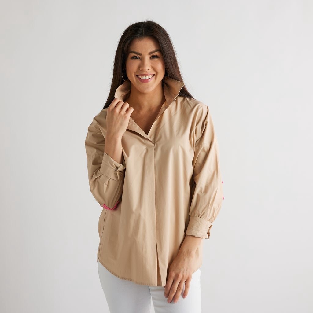 Preppy Star Elbow Top Khaki, Size: One Size