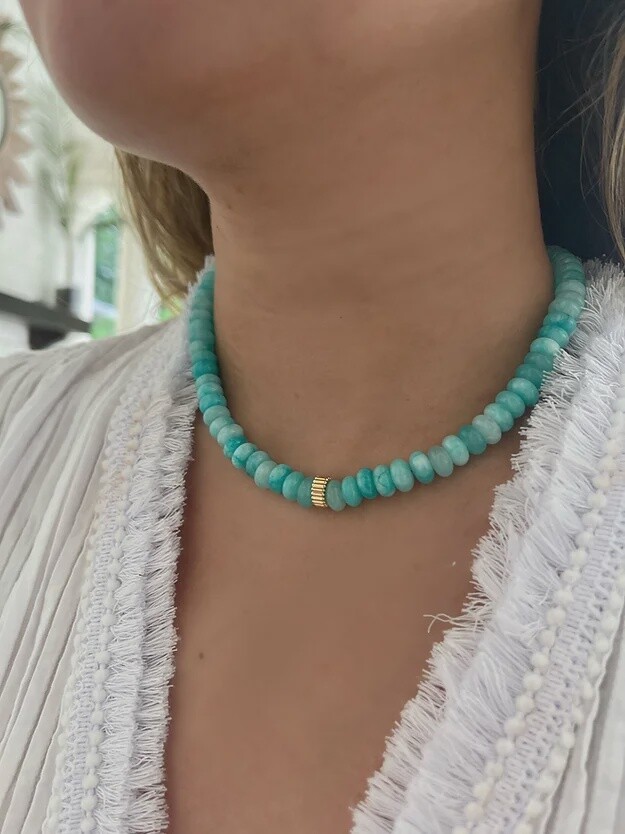 Bahama Blue Beaded Necklace (AA1)