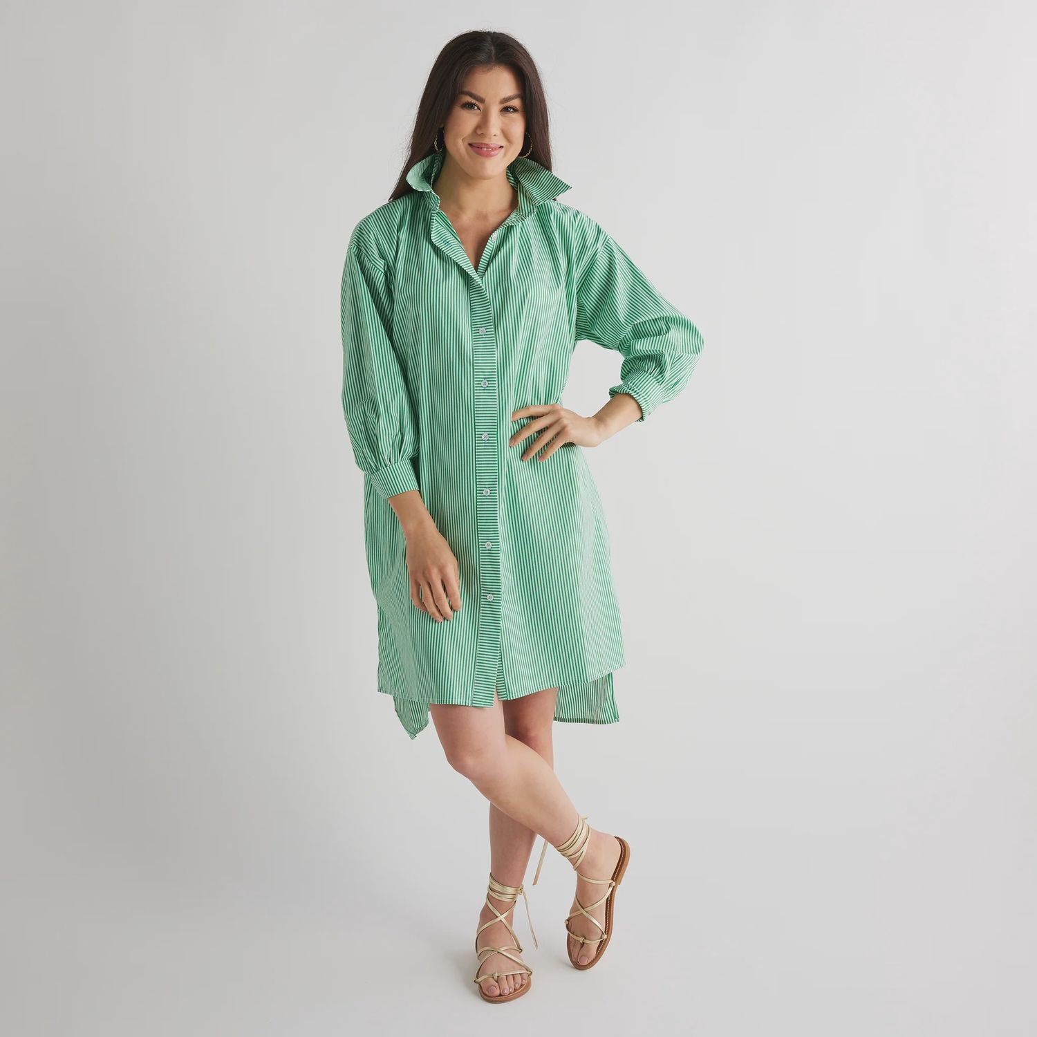 Janie House Dress Green Stripe, Size: One Size