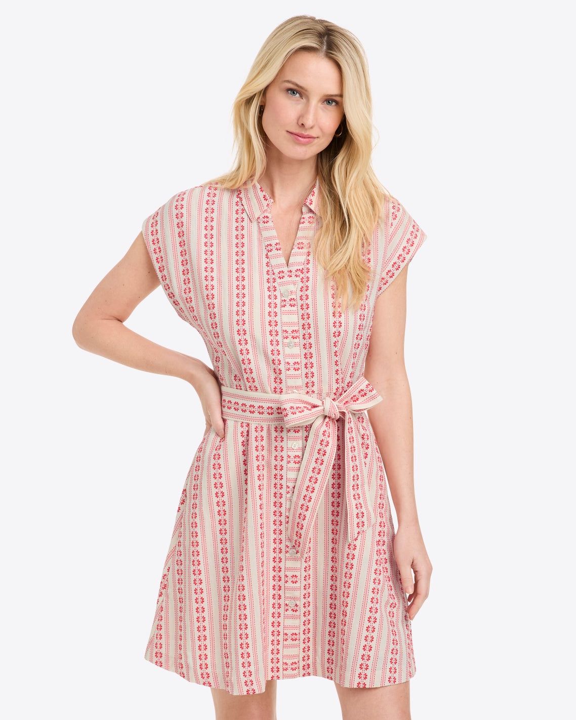 Trisha Shirtdress in Dobby Stripe
