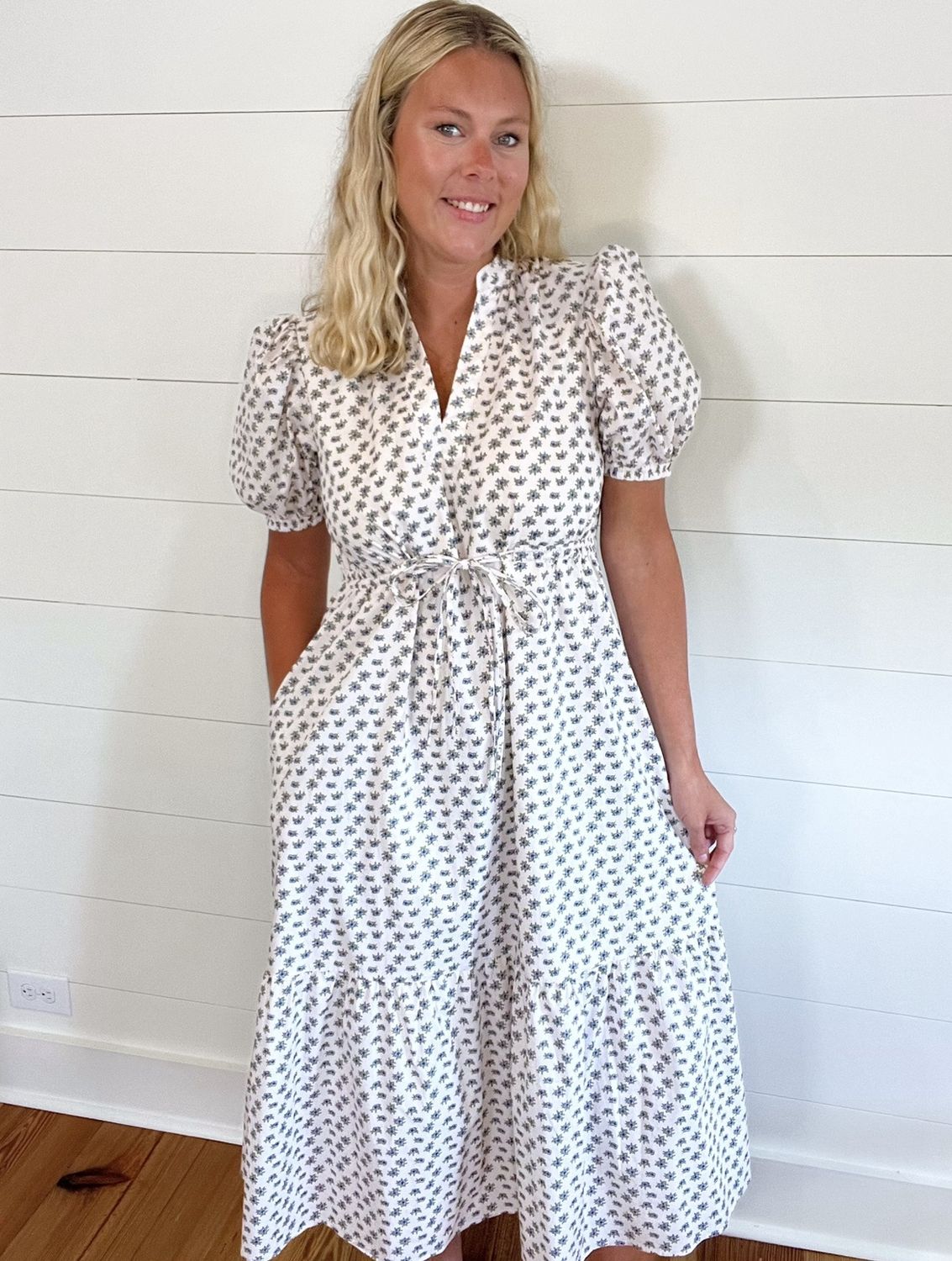 Midi Dress with Waist Ties, Size: XS