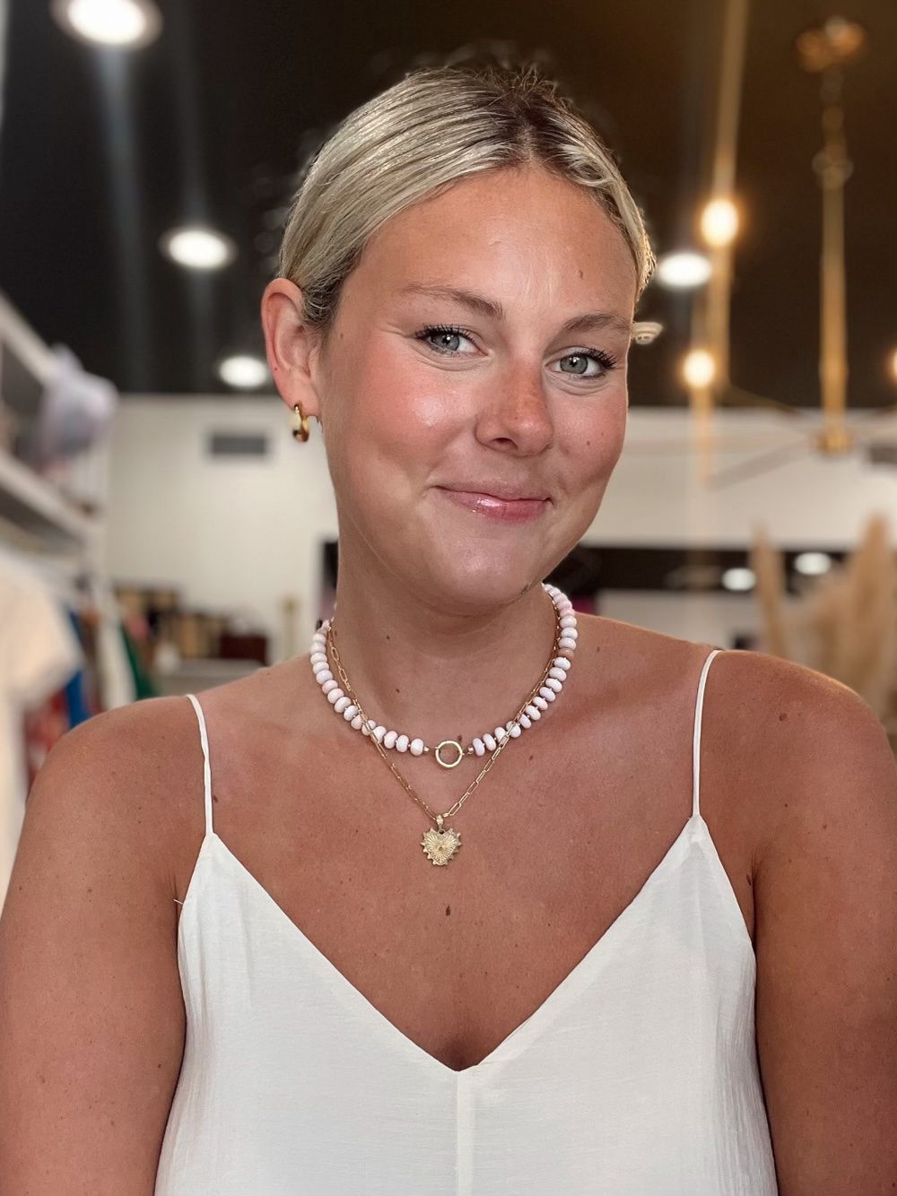 Pink Opal Vermeil Charm Necklace (BB1)