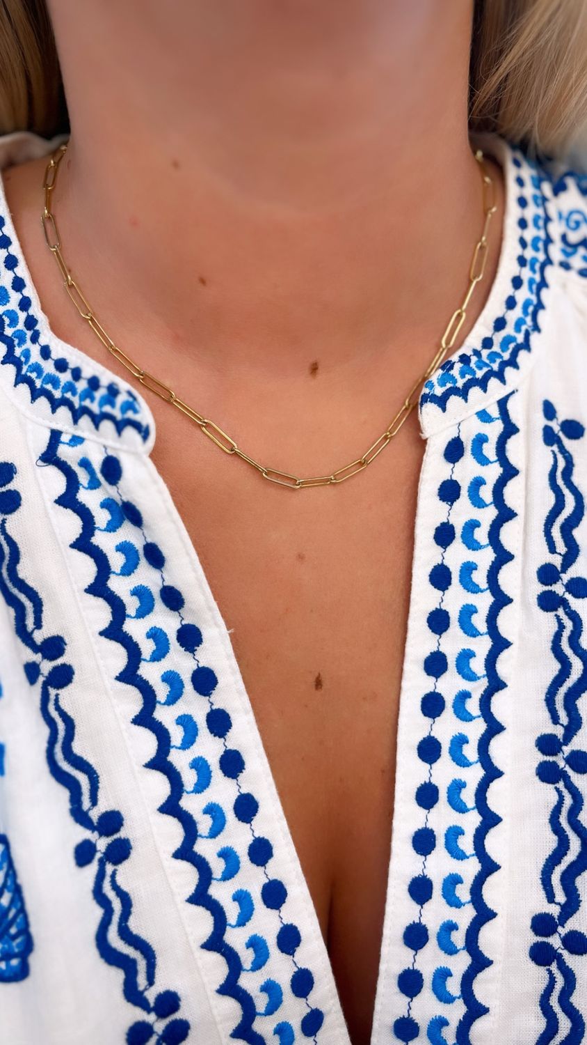 Gold Filled Medium Paperclip Chain Necklace (PM1)