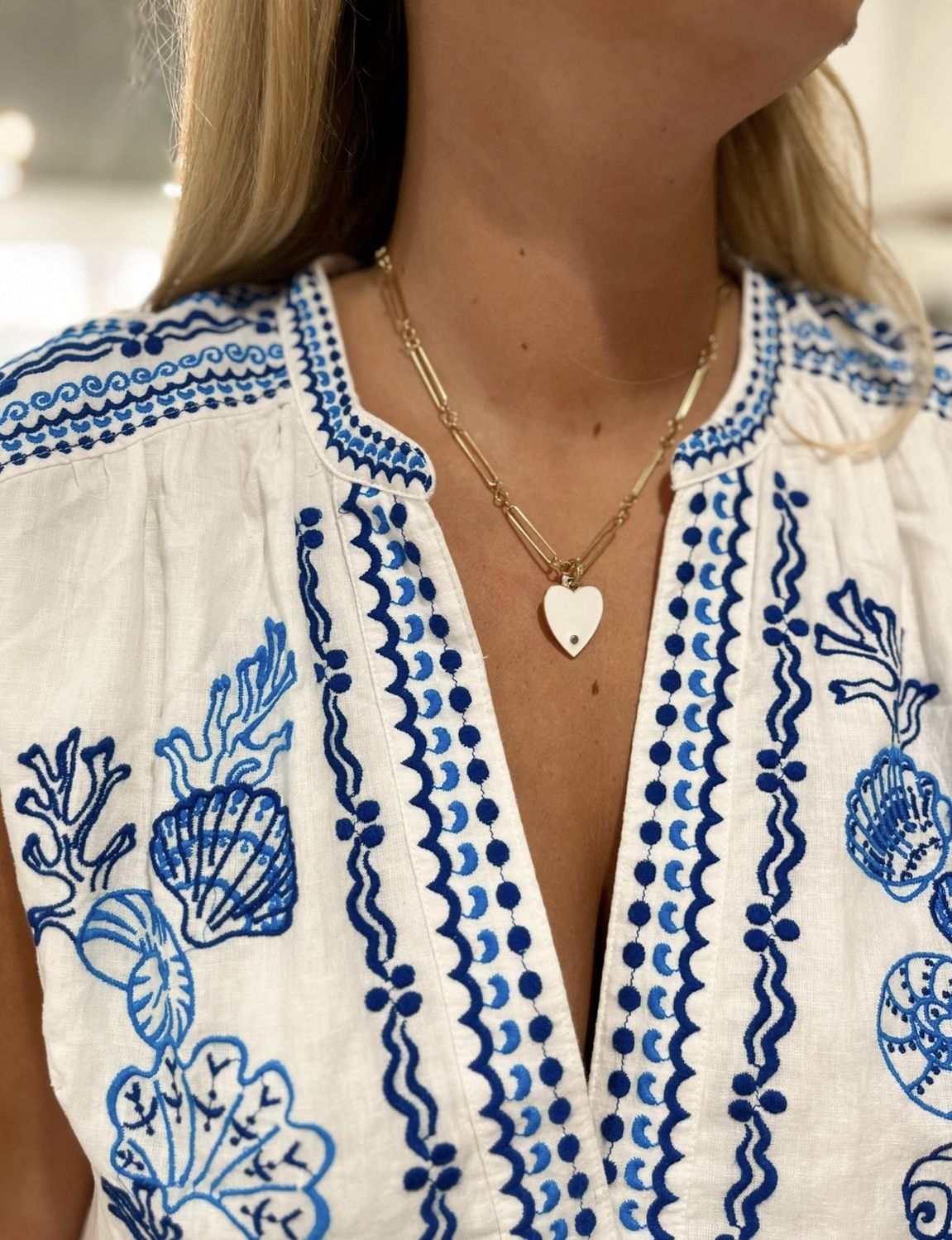Mini Enamel Pave Diamond Heart White (WH1)