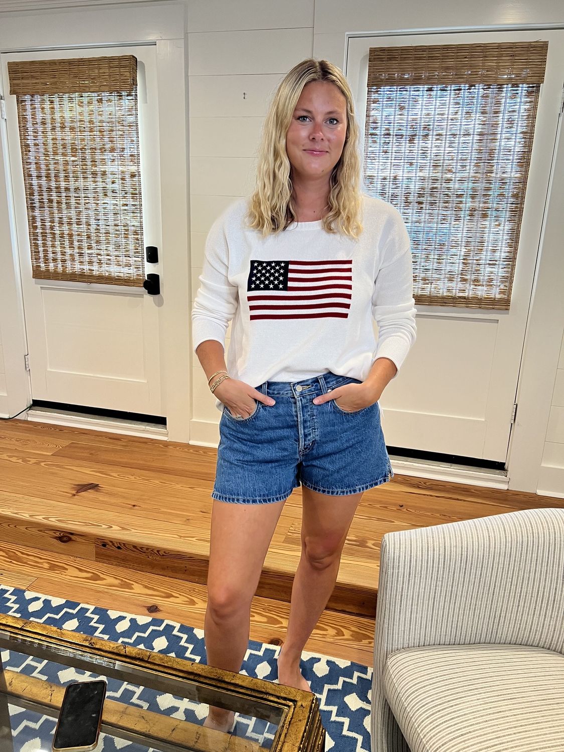 White Americana Sweater