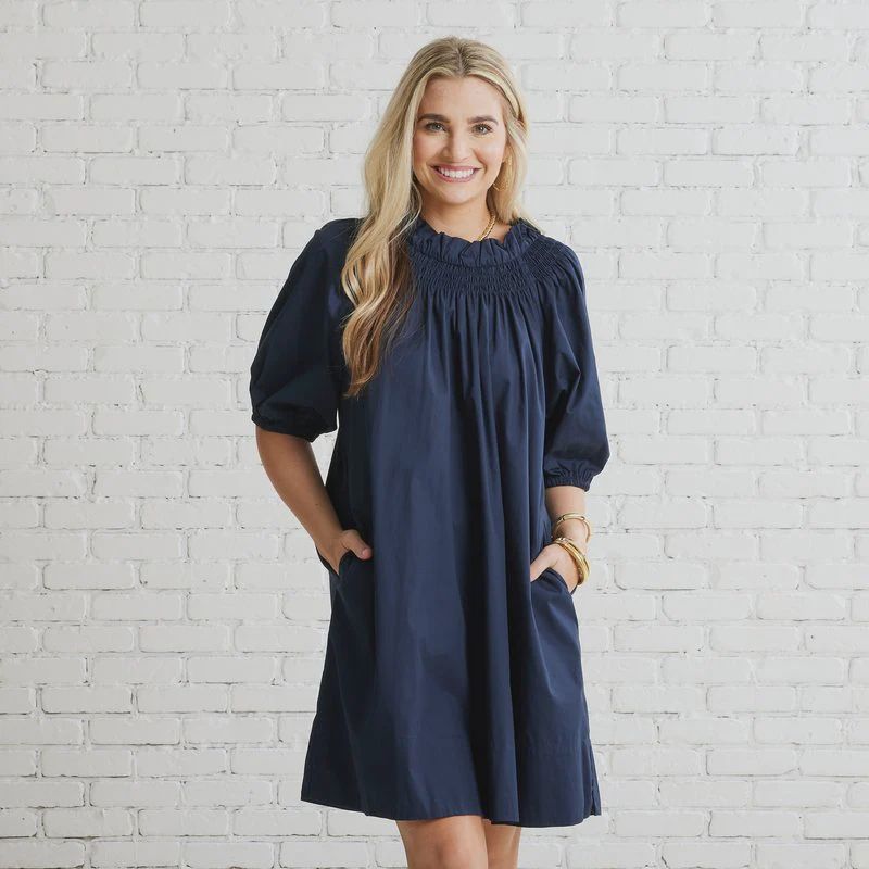 Brooke Dress Navy, Size: One Size
