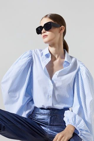 Samba Cotton Poplin Shirt Blue Stripes