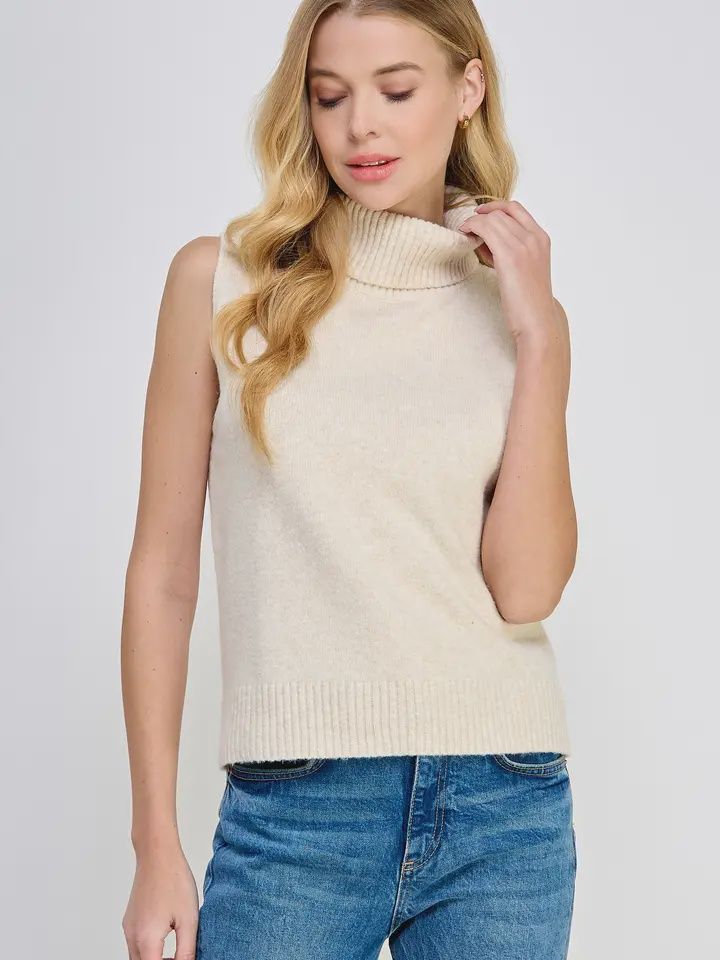 Turtleneck Tank Cream, Size: Small