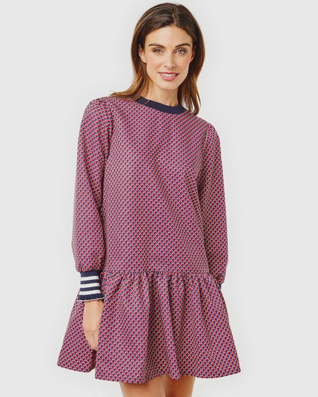 Vine Dress in Navy/Cherry Stars