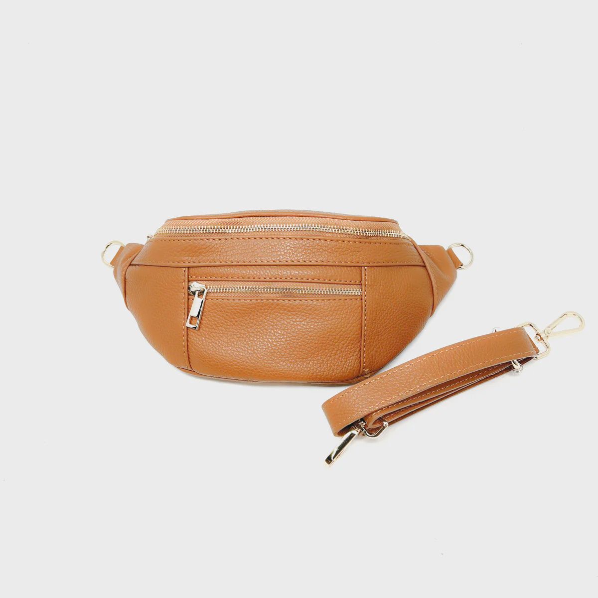 Leather Crossbody Fanny Pack, Colour: Camel