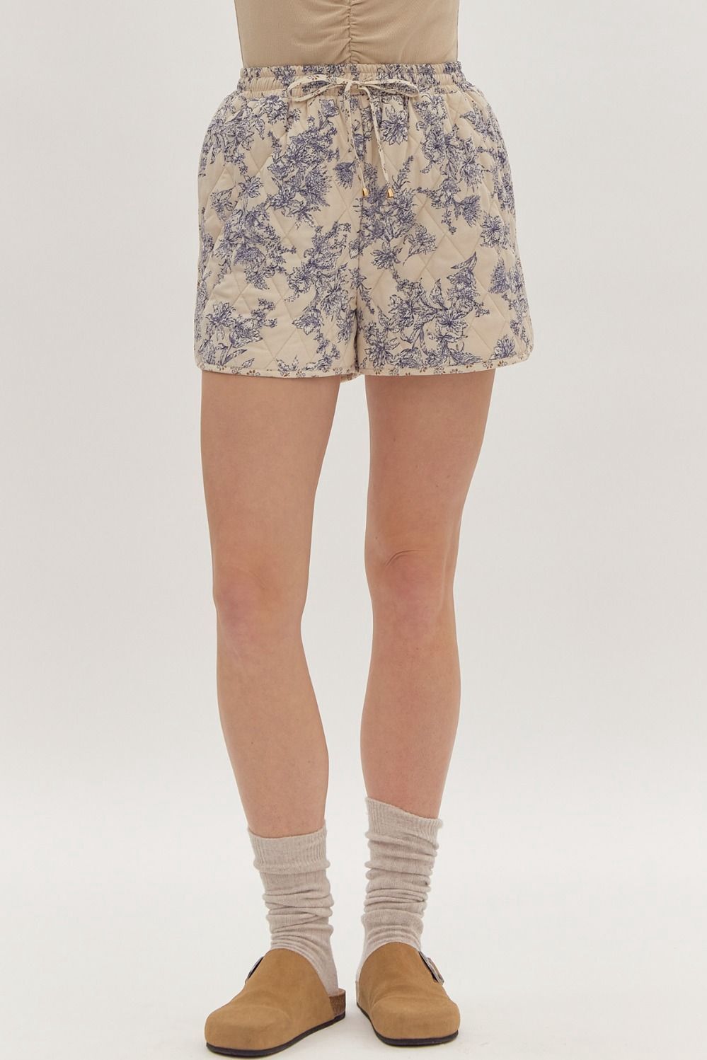 Ecru Quilted Shorts