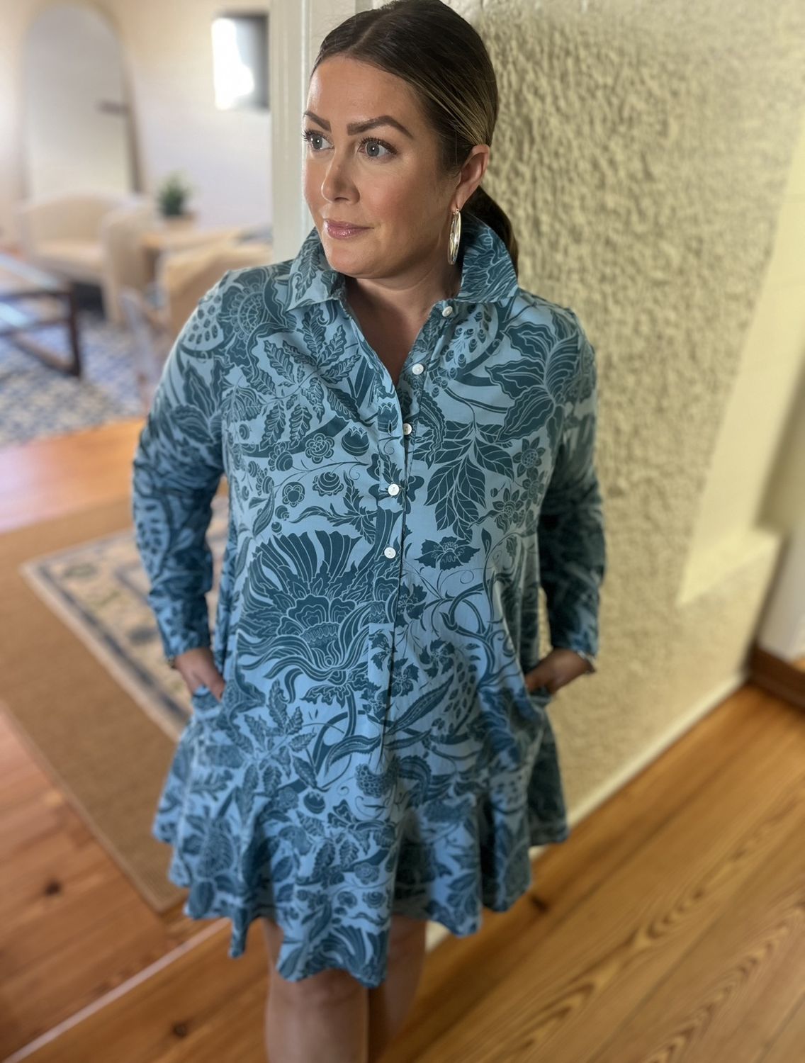 Polly Dress in Slate Chintx