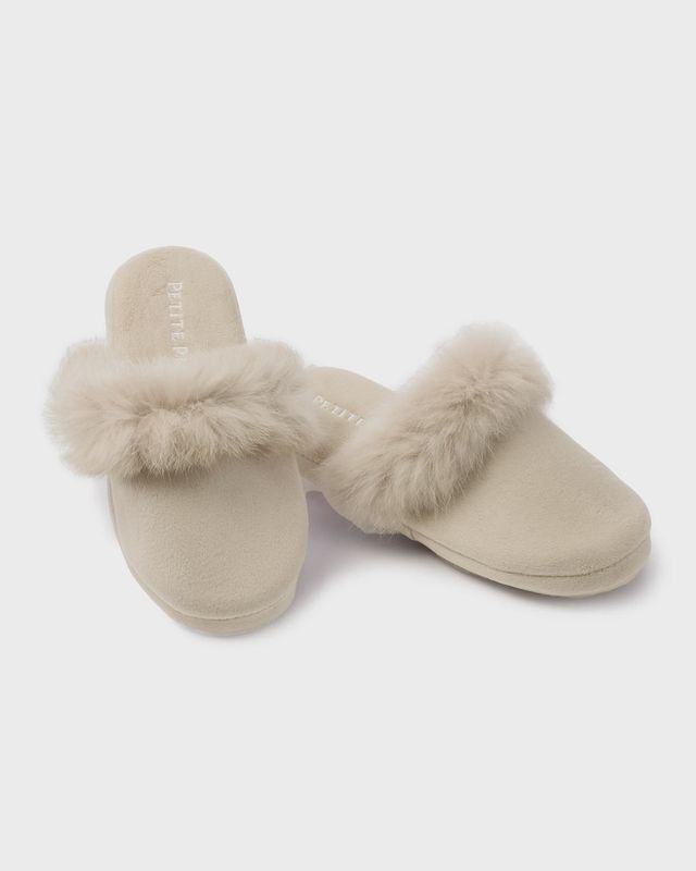 Faux Fur Trim Slippers