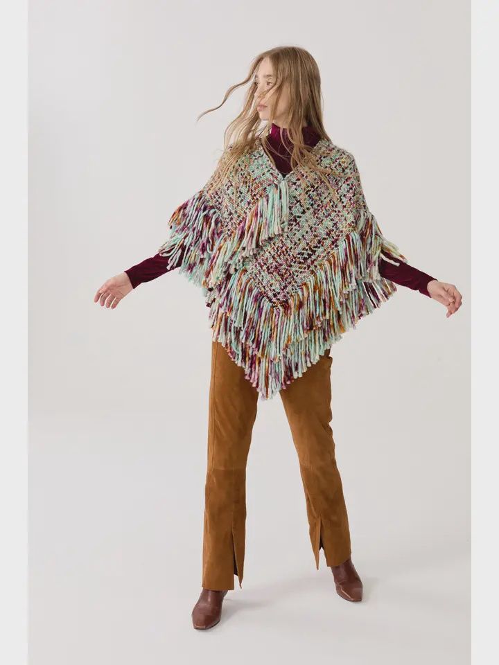 Merino Wool Poncho - Autumn