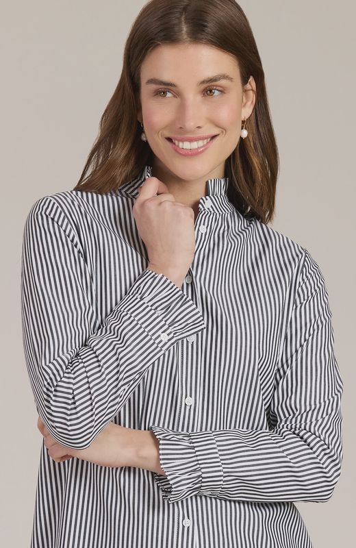 Kelsey Ruffle Collar Striped Shirt