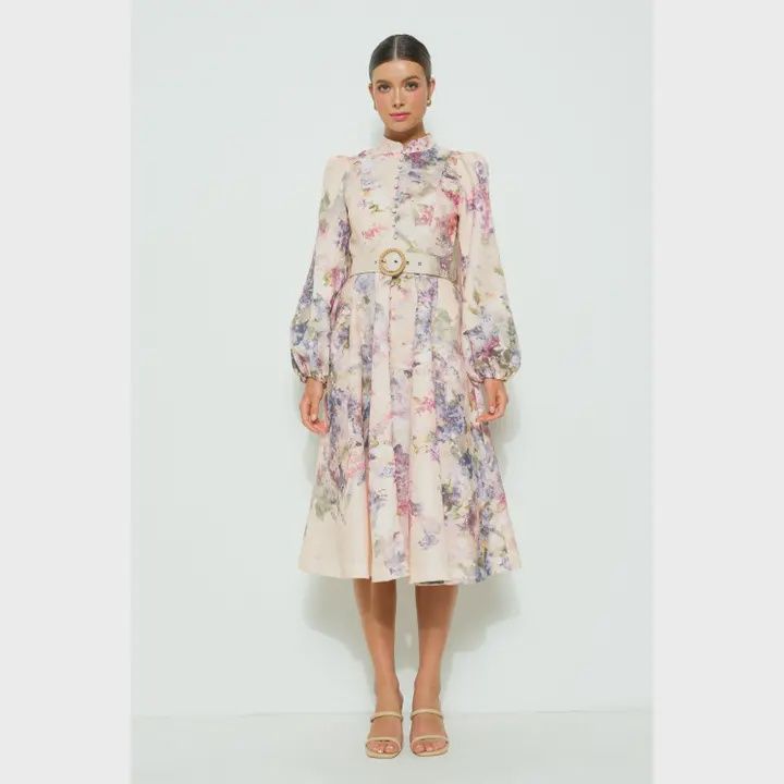 Floral Print Midi Dress, Size: Small