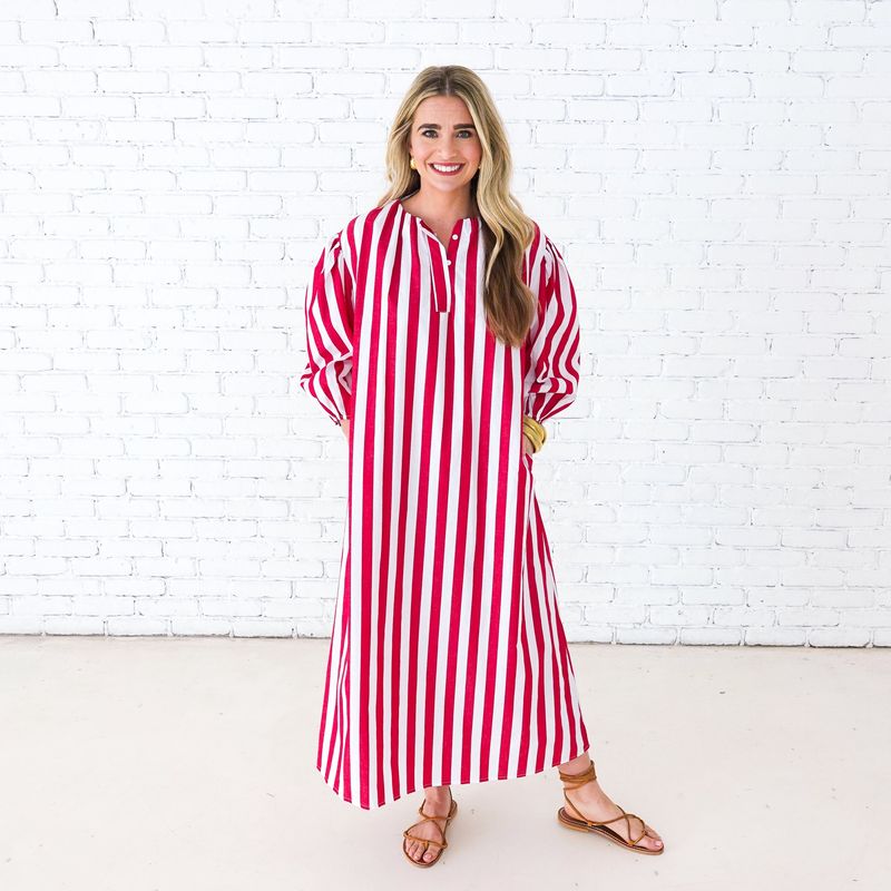 Cabana Dress in Red Stripe