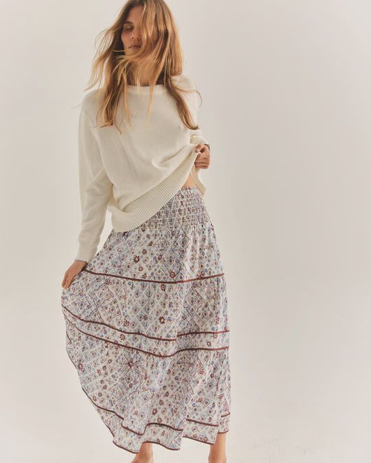 Kylie Midi Skirt in Via De Mezzo, Size: XS