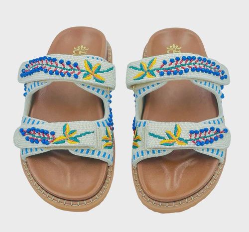 Beaded Slide with Flower Pattern