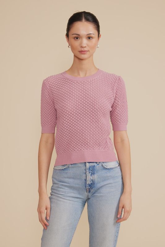 Elise Knit Top in Rose Pink