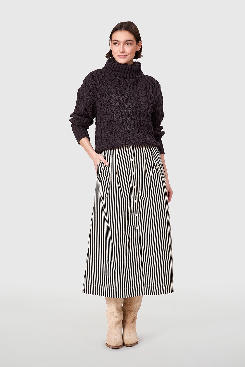 Scout Skirt in Ganache Stripe, Size: XS