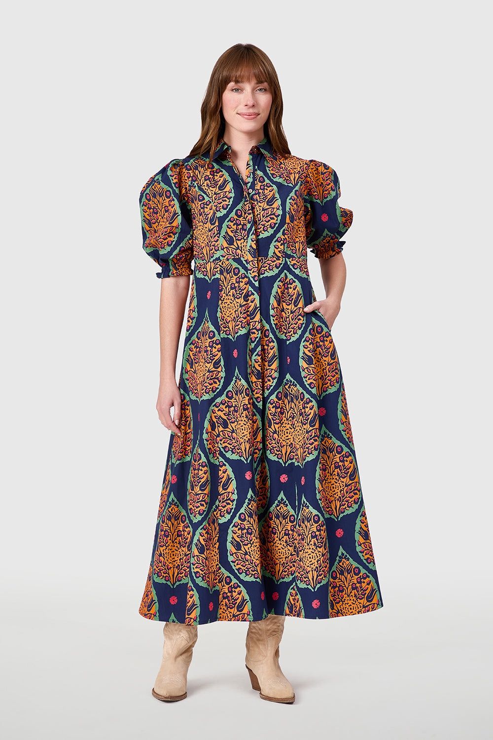 Rosie Dress in Saffron Botanicals, Size: XS