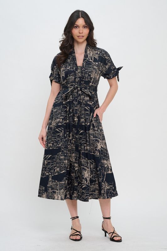 Santorini Midnight Sketch Dress