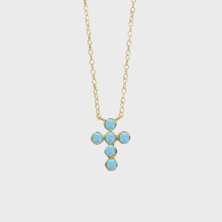 Baby Opal Cross Necklace