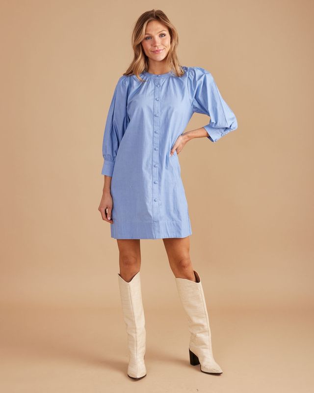 Paloma Dress in Smoke Blue