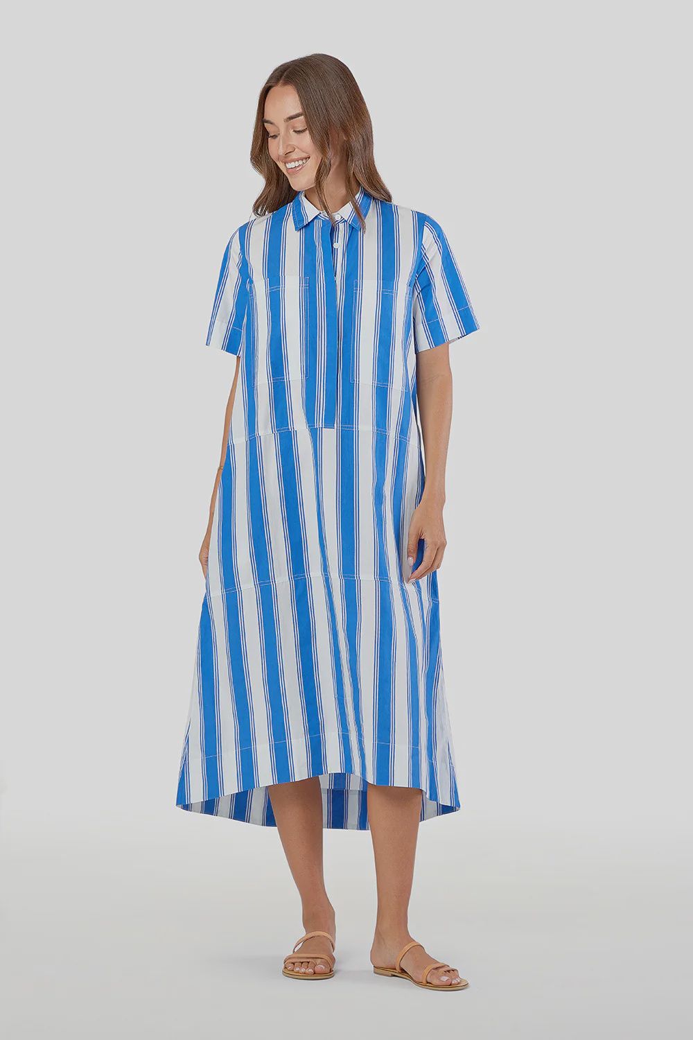 City Dress in French Stripe, Size: Large