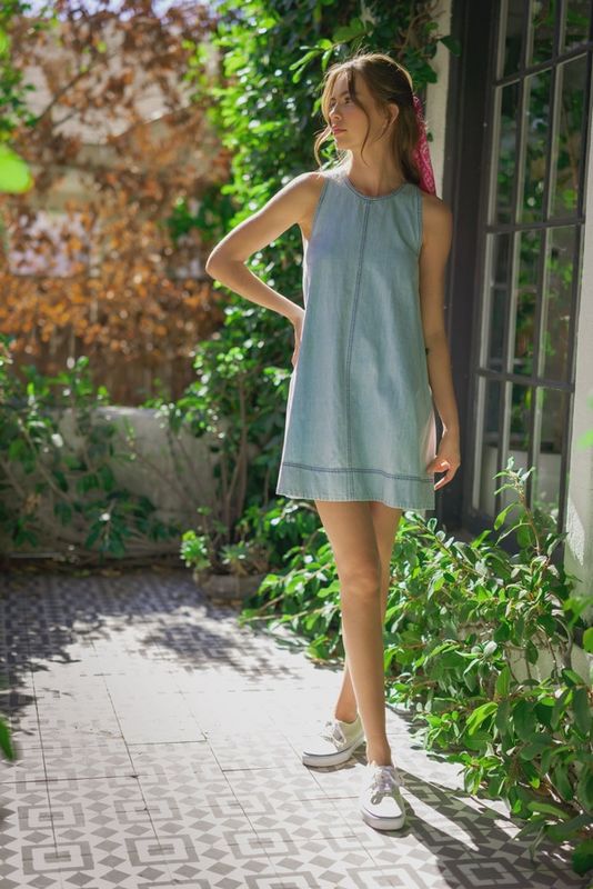 Denim A-line Mini Dress