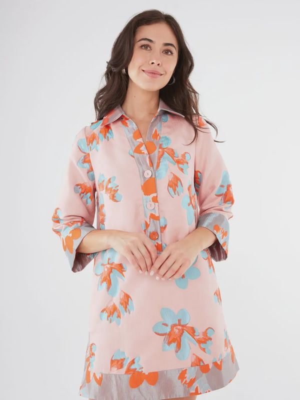 Piper Caftan in Pink Plumeria Jacquard